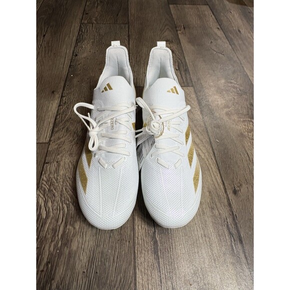 Adidas Adizero Electric White Gold Metallic Football Cleats IE3287 Men's Size 12 - Picture 1 of 8